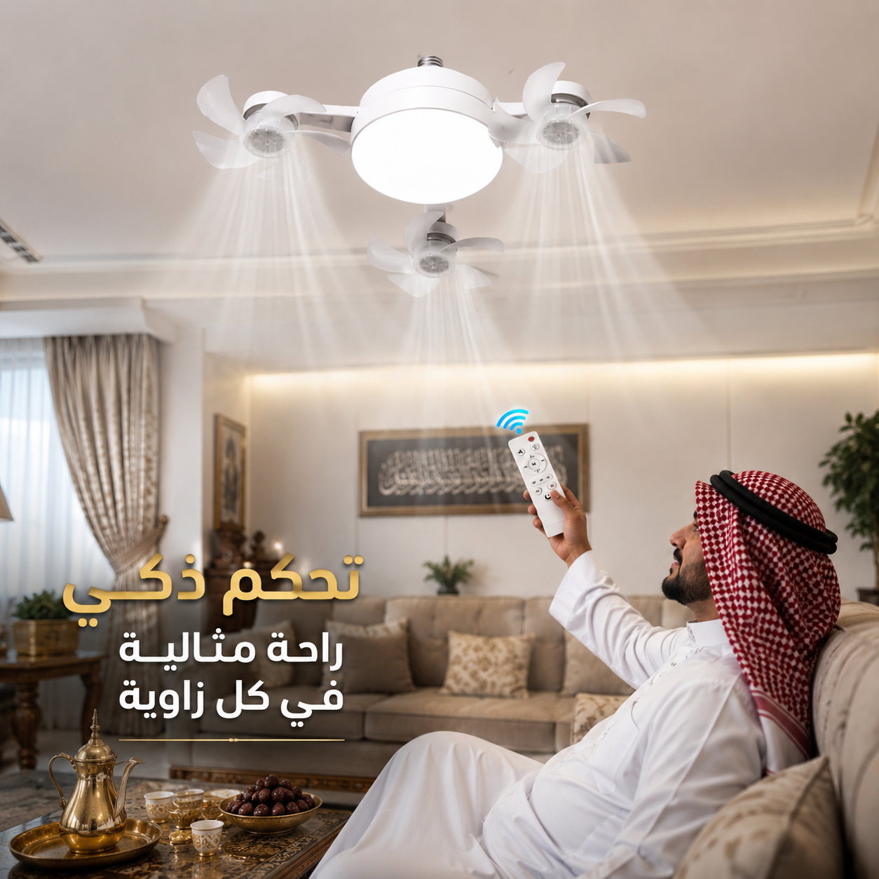 مصباح ومروحة درون ٣ مستويات بريموت كنترول